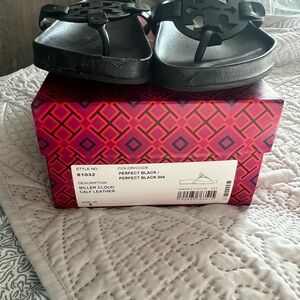 Tory Burch Black Miller Cloud Leather Sandals